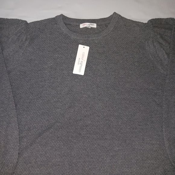 COLOUR EIGHTEEN FLANNEL BALLOON SLEEVE SWEATER TOP - Picture 4 of 11